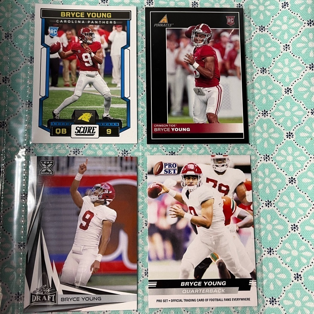 🏈 Bryce Young, NFL Football Sports Trading Cards, Set of 4, Lot 1